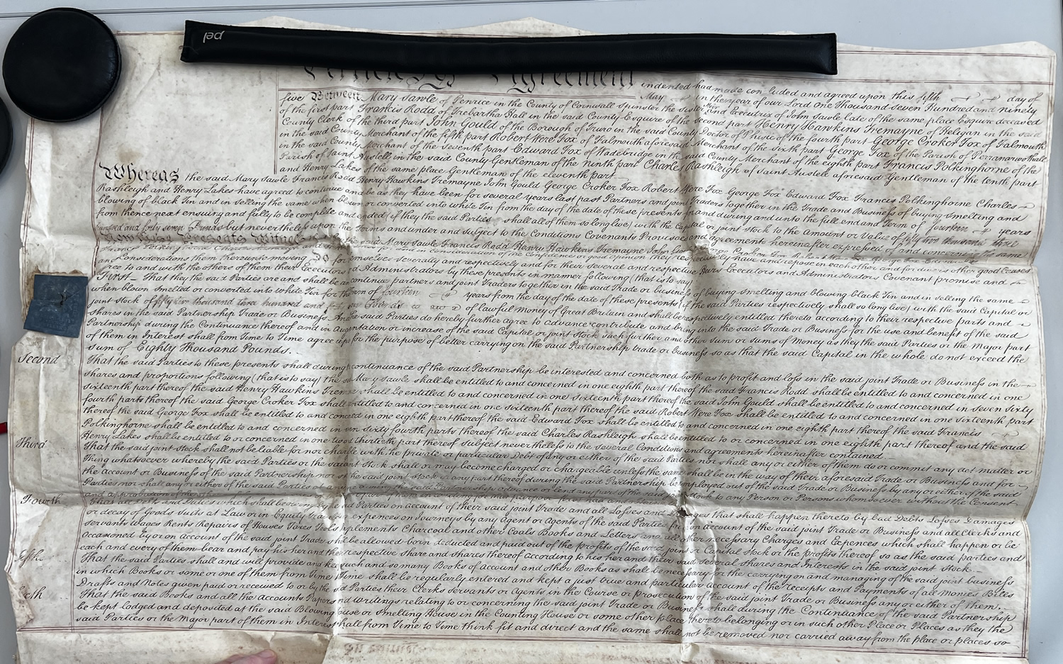 First page of the Articles of Co-Partnership for Sawle, Fox and Company, dated 5 May 1795